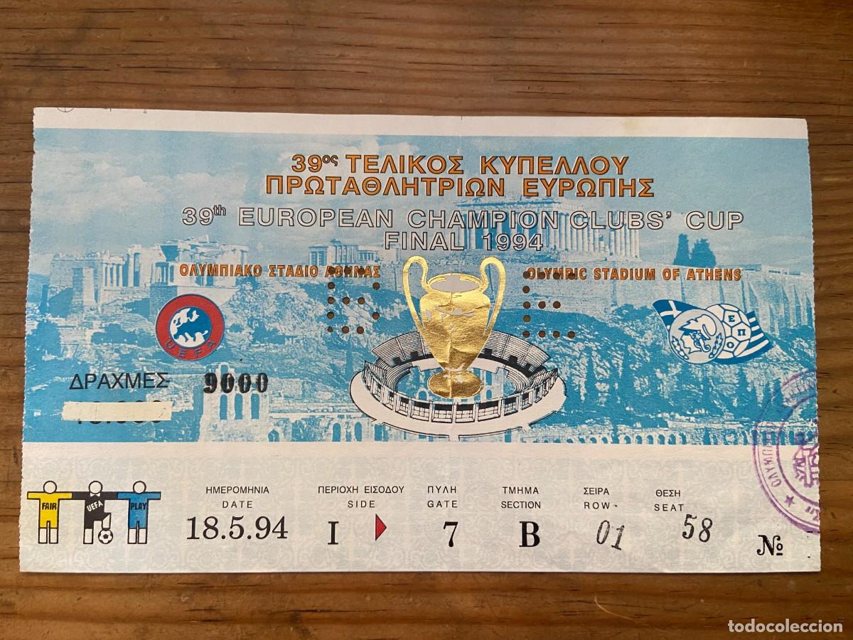 Sports collectibles: R23663 ENTRADA TICKET FINAL COPA EUROPA 1994 MILAN 4-0 BARCELONA