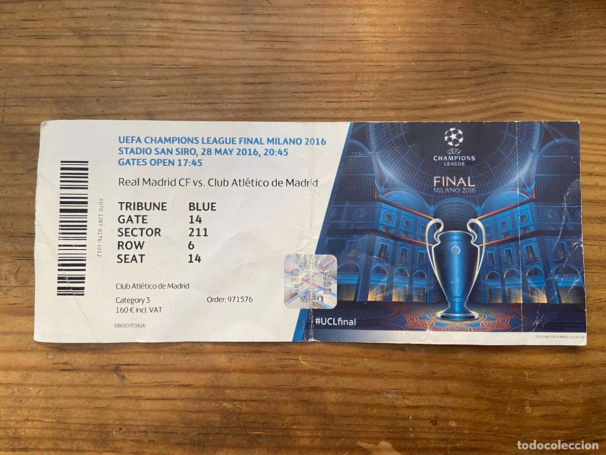 Collezionismo sportivo: R23691 ENTRADA TICKET FINAL COPA EUROPA CHAMPIONS 2016 REAL MADRID ATLETICO MADRID CON NOMBRES