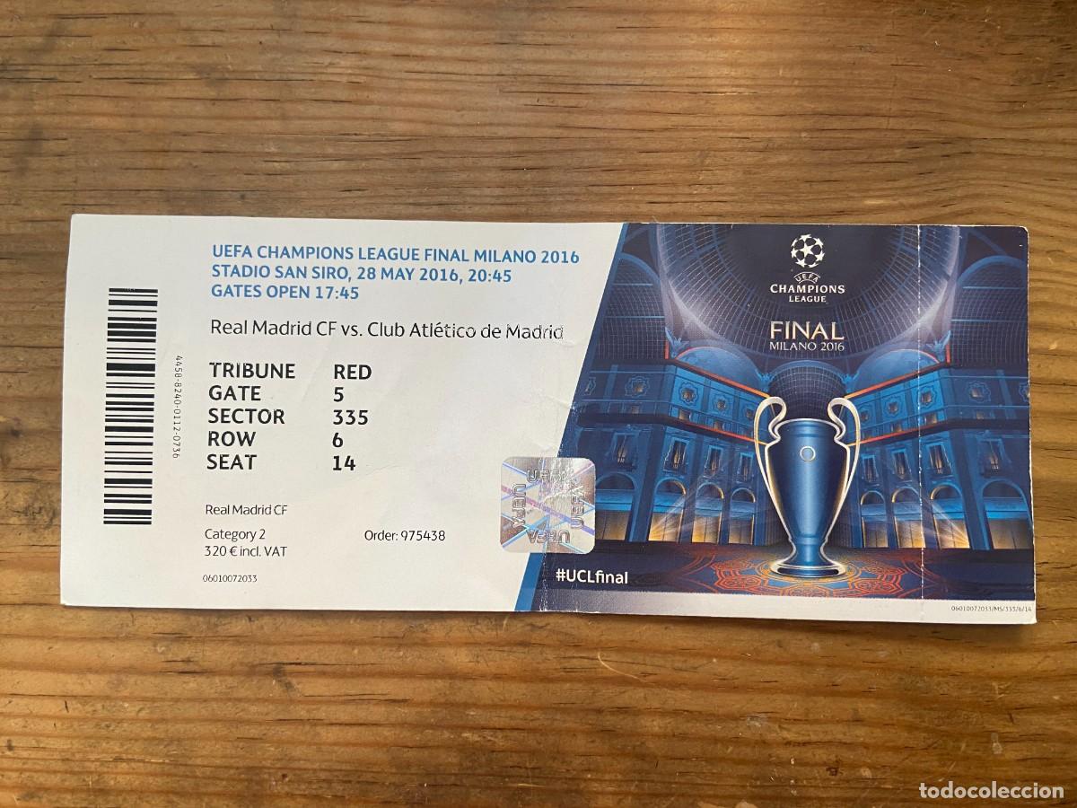 Collezionismo sportivo: R23693 ENTRADA TICKET FINAL COPA EUROPA CHAMPIONS 2016 REAL MADRID ATLETICO MADRID CON NOMBRES