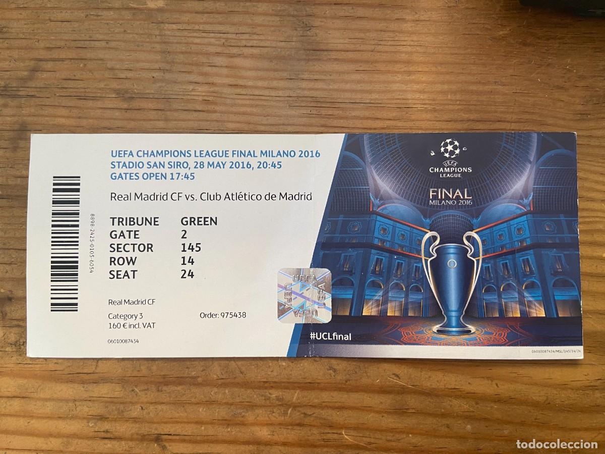 Collezionismo sportivo: R23694 ENTRADA TICKET FINAL COPA EUROPA CHAMPIONS 2016 REAL MADRID ATLETICO MADRID CON NOMBRES