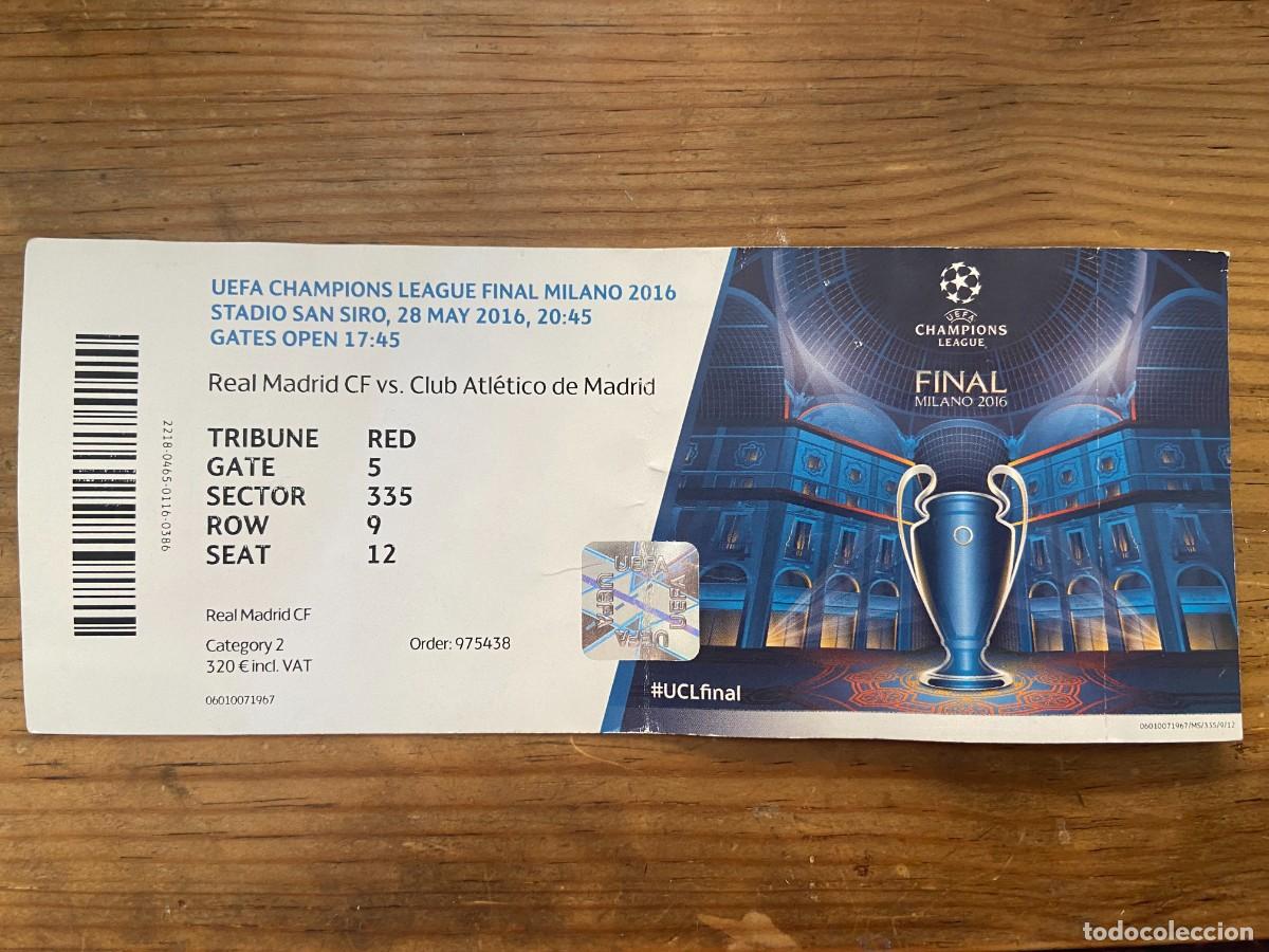 Collezionismo sportivo: R23695 ENTRADA TICKET FINAL COPA EUROPA CHAMPIONS 2016 REAL MADRID ATLETICO MADRID CON NOMBRES