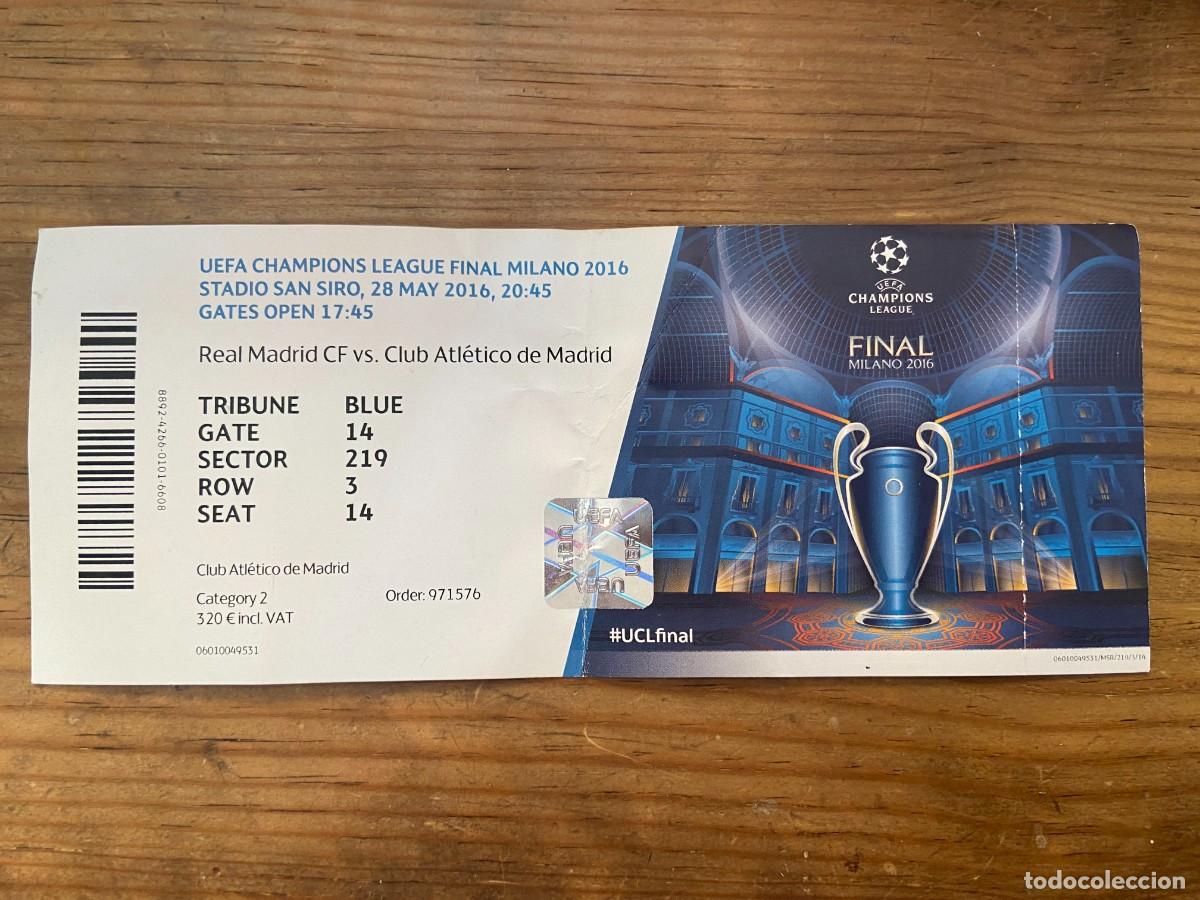 Coleccionismo deportivo: R23696 ENTRADA TICKET FINAL COPA EUROPA CHAMPIONS 2016 REAL MADRID ATLETICO MADRID CON NOMBRES