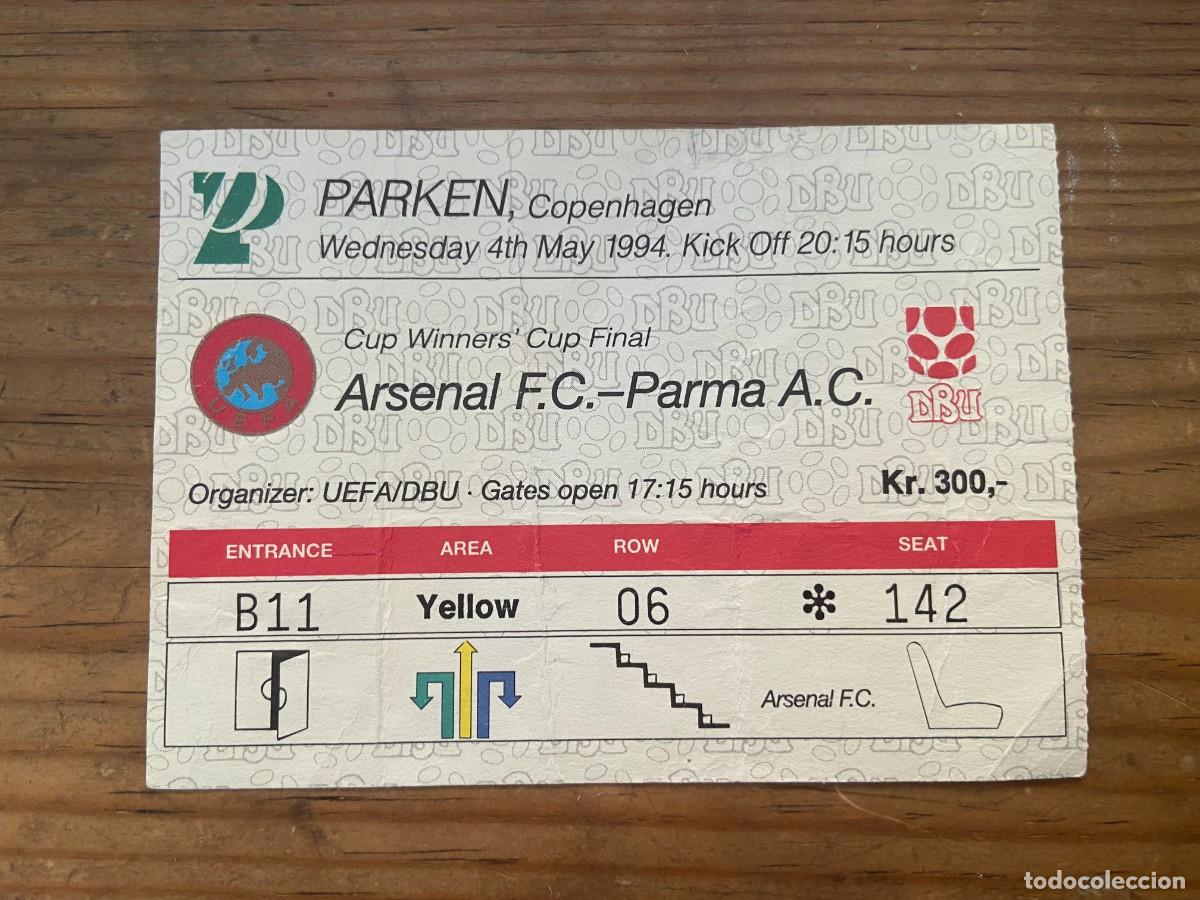 Coleccionismo deportivo: R23711 ENTRADA TICKET FINAL RECOPA 1994 ARSENAL 1-0 PARMA