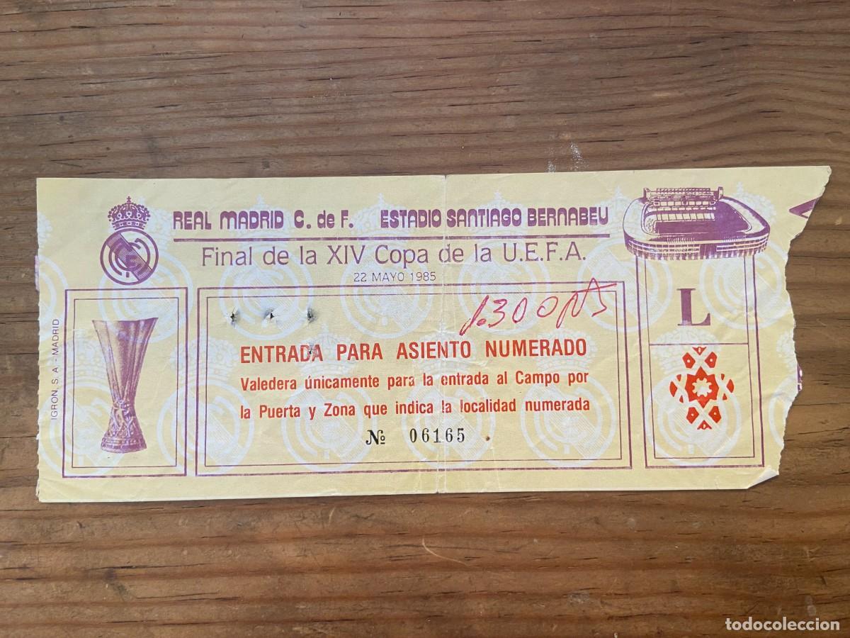 Coleccionismo deportivo: R23718 ENTRADA TICKET FUTBOL FINAL COPA UEFA 1985 REAL MADRID 0-1 VIDEOTON (22-5-1985) AMARILLA
