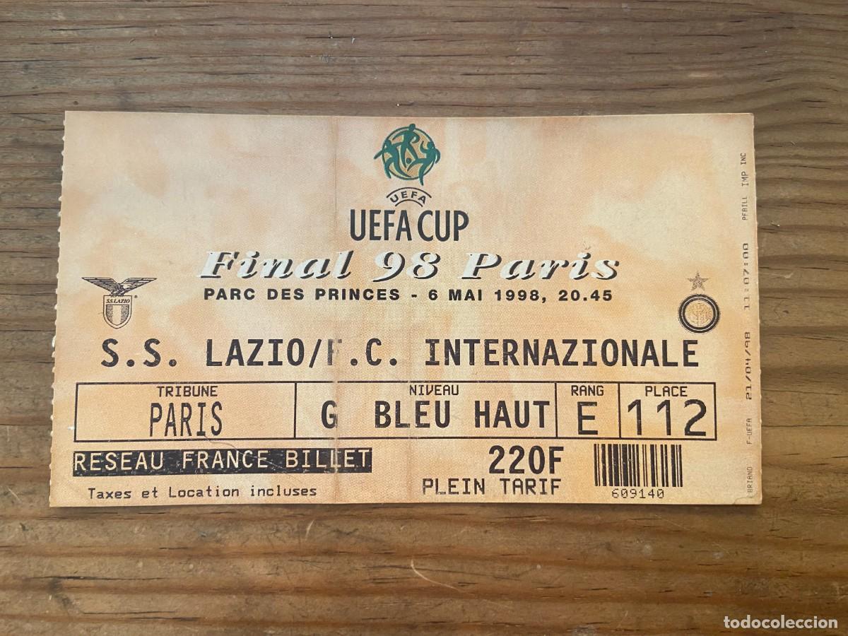 Coleccionismo deportivo: R23725 ENTRADA TICKET FINAL COPA UEFA 1998 LAZIO 0-3 INTER MILAN INTERNAZIONALE (6-5-1998) RONALDO