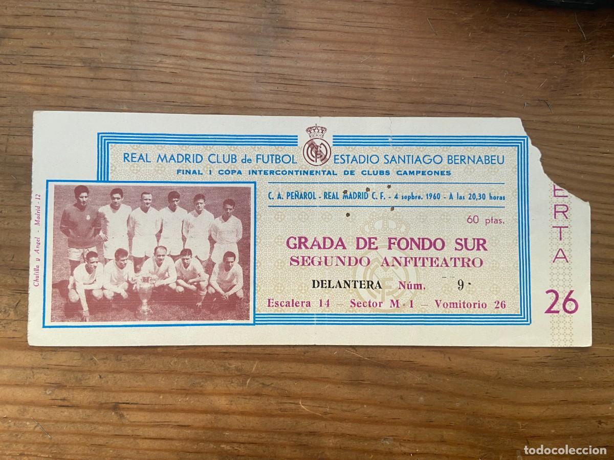 Coleccionismo deportivo: R23790 ENTRADA TICKET FINAL INTERCONTINENTAL REAL MADRID PE&Ntilde;AROL 1960 DI STEFANO