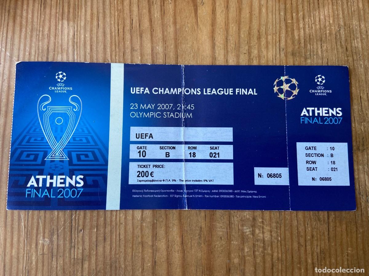 Sports collectibles: R23831 ENTRADA TICKET FINAL COPA EUROPA UEFA CHAMPIONS 2007 MILAN 2-1 LIVERPOOL