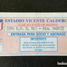 Coleccionismo deportivo: ENTRADA ATLÉTICO DE MADRID REAL MADRID OCTAVOS 1/8 FINAL COPA DEL REY 90-91 1990-1991 FUTBOL.