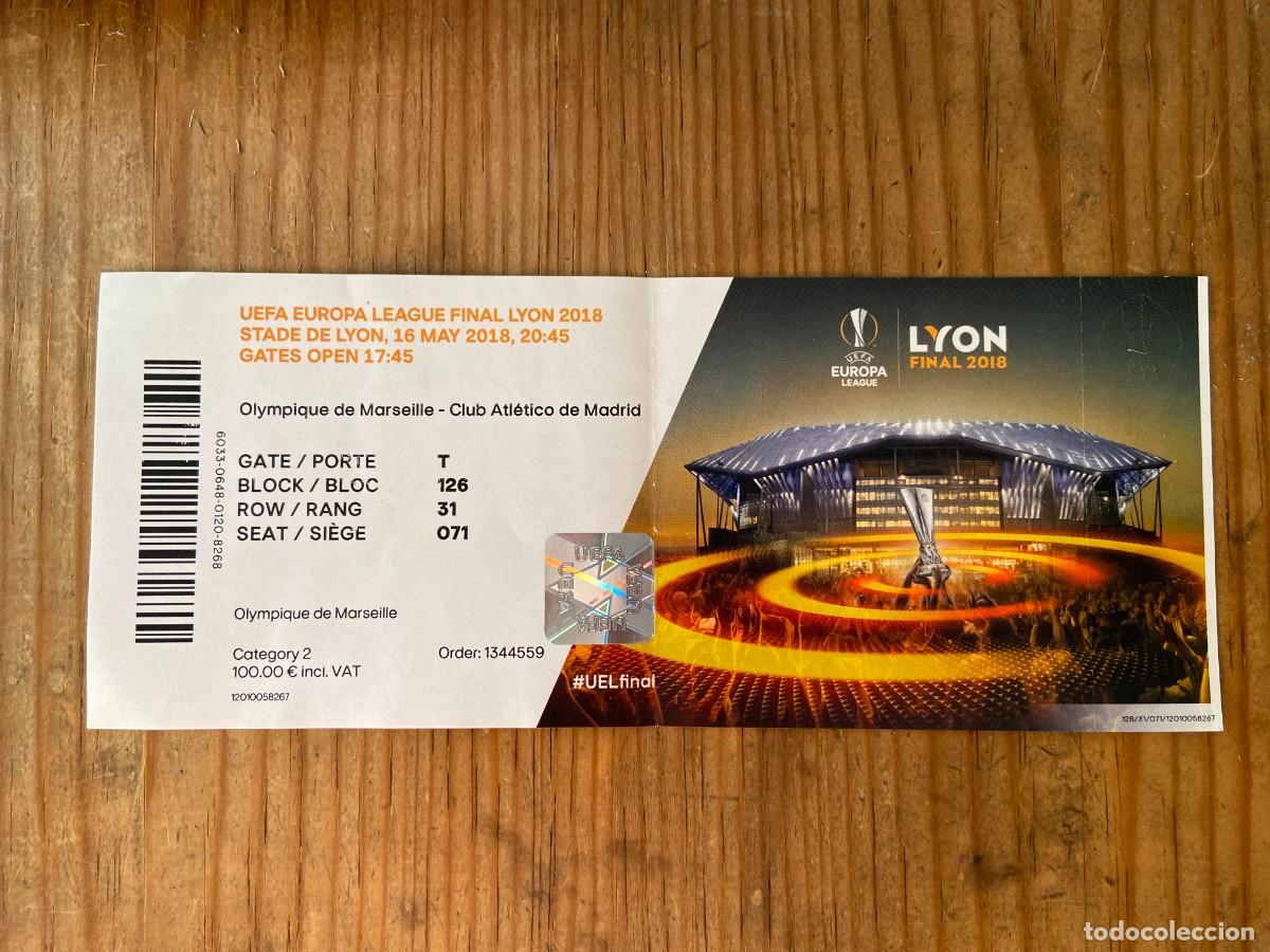 Coleccionismo deportivo: R23901 ENTRADA TICKET FINAL UEFA EUROPA LEAGUE 2018 ATLETICO MADRID OLYMPIQUE MARSEILLE CON NOMBRES