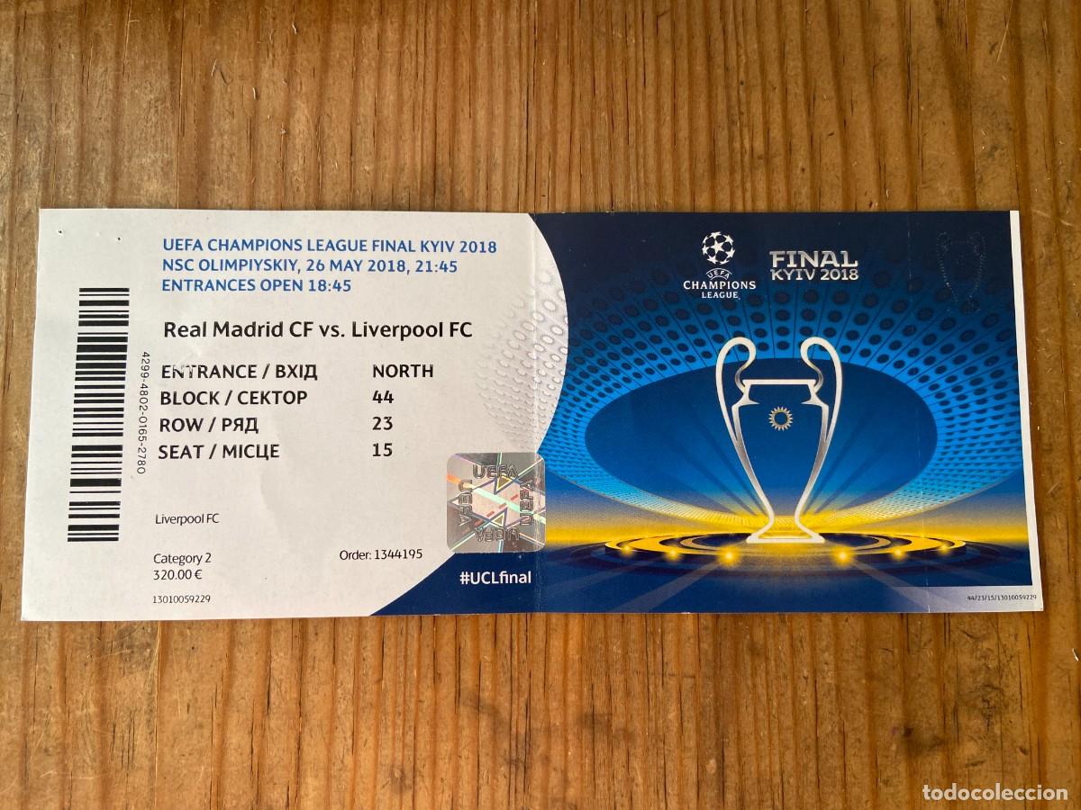 Sports collectibles: R23903 ENTRADA TICKET FINAL UEFA CHAMPIONS LEAGUE 2018 REAL MADRID 3-1 LIVERPOOL CON NOMBRES EQUIPOS