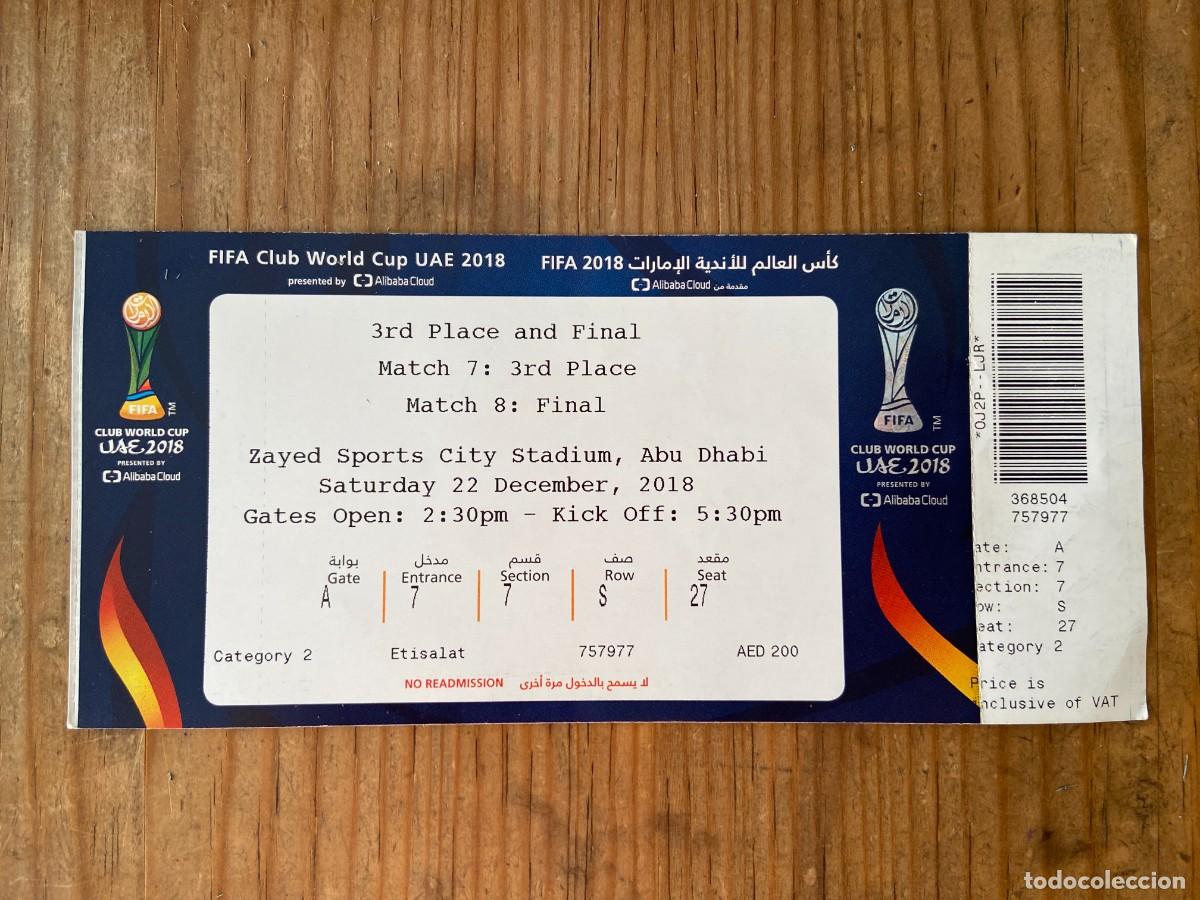 Coleccionismo deportivo: R23924 ENTRADA TICKET FINAL FIFA CLUB WORLD CUP ABU DHABI 2018 REAL MADRID 4-1 AL-AIN MUNDIALITO