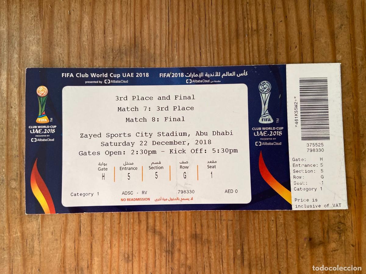 Coleccionismo deportivo: R23925 ENTRADA TICKET FINAL FIFA CLUB WORLD CUP ABU DHABI 2018 REAL MADRID 4-1 AL-AIN MUNDIALITO