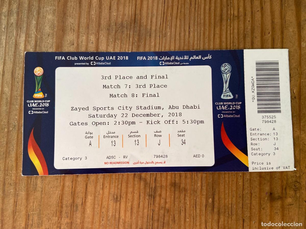 Coleccionismo deportivo: R23926 ENTRADA TICKET FINAL FIFA CLUB WORLD CUP ABU DHABI 2018 REAL MADRID 4-1 AL-AIN MUNDIALITO
