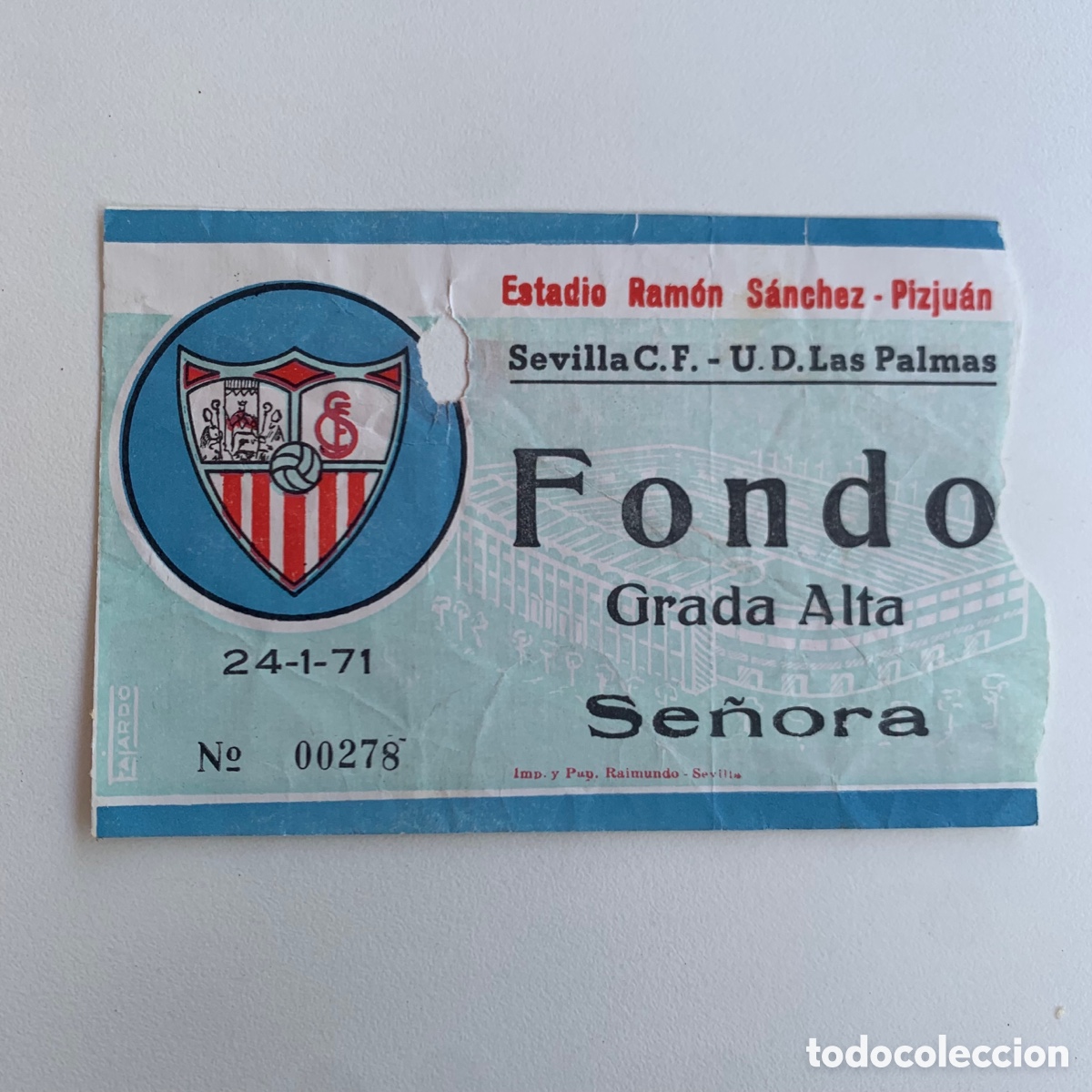 Sports collectibles: Entrada 24 enero 1971 sevilla cf ud las palmas coca-cola
