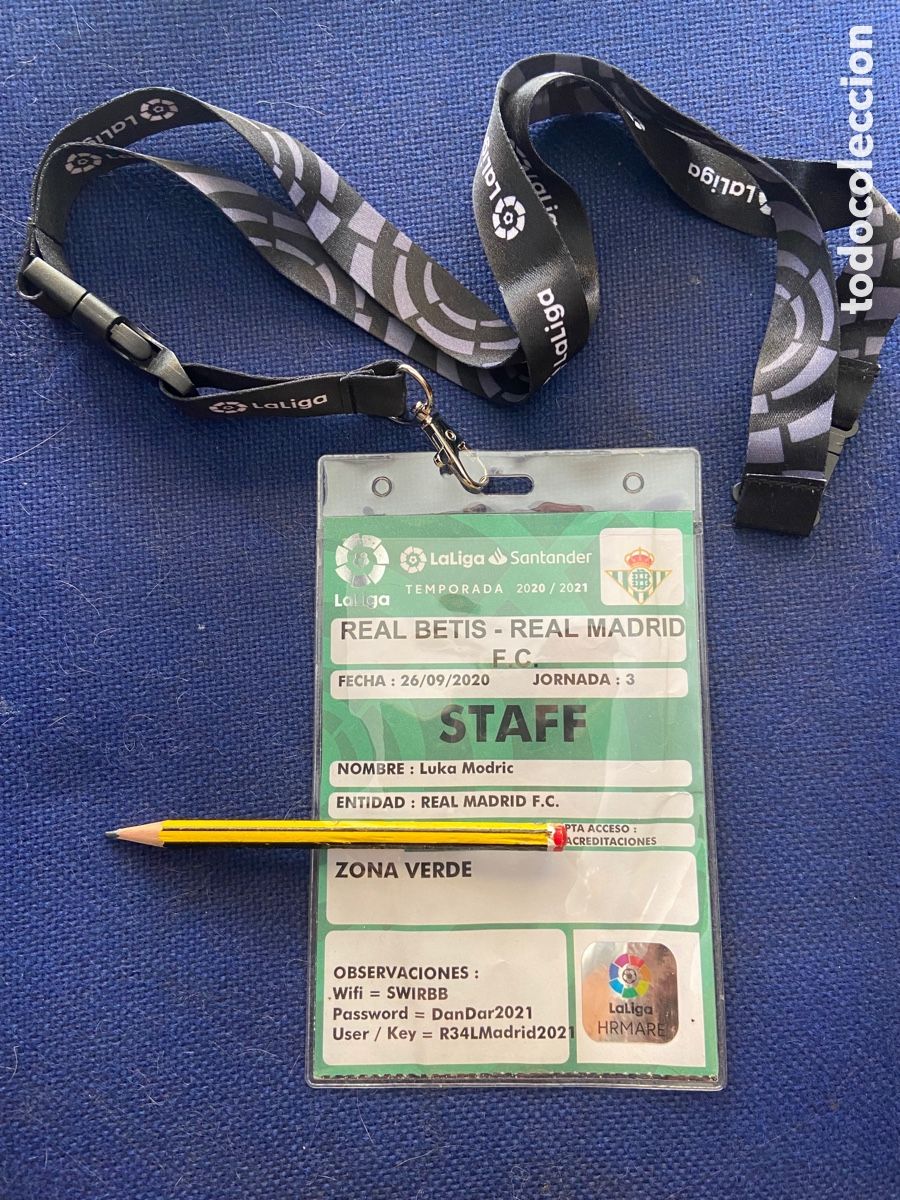Coleccionismo deportivo: R24126 ENTRADA ACREDITACION ORIGINAL DEL JUGADOR LUKA MODRIC BETIS 2-3 REAL MADRID 2020 2021