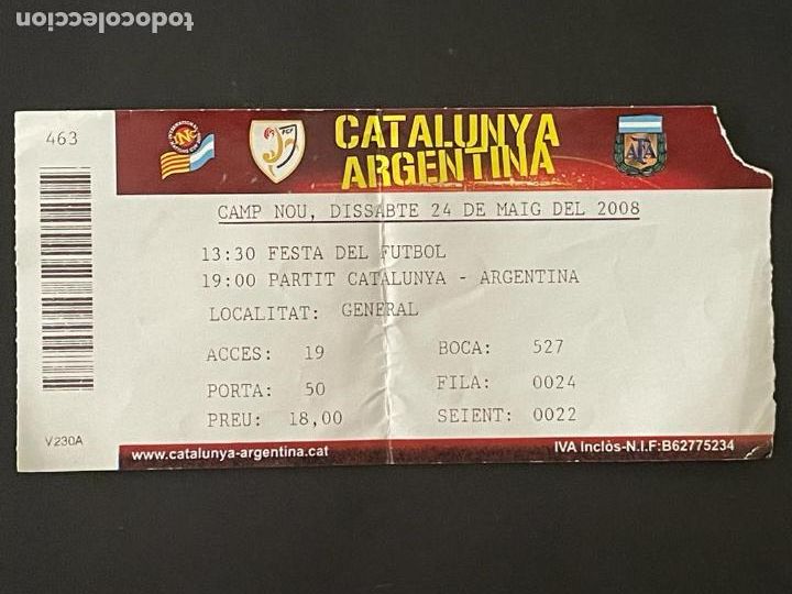 Coleccionismo deportivo: ENTRADA FUTBOL (CATALUNYA - ARGENTINA) MAYO 2008 ESTADI CAMP NOU