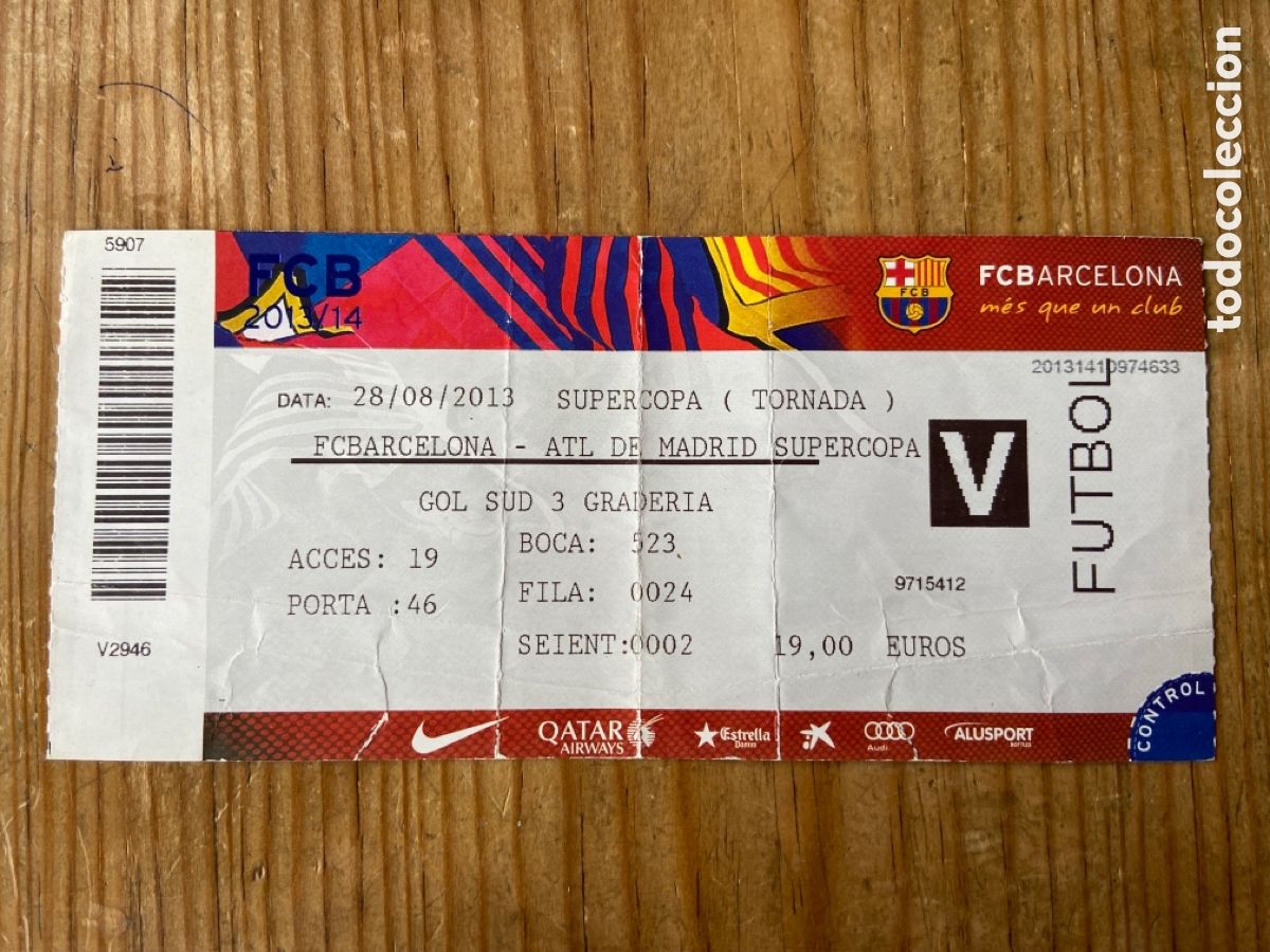 Sammelleidenschaft Sport: R24384 ENTRADA TICKET BARCELONA 0-0 ATLETICO MADRID FINAL SUPERCOPA ESPA&Ntilde;A 2013
