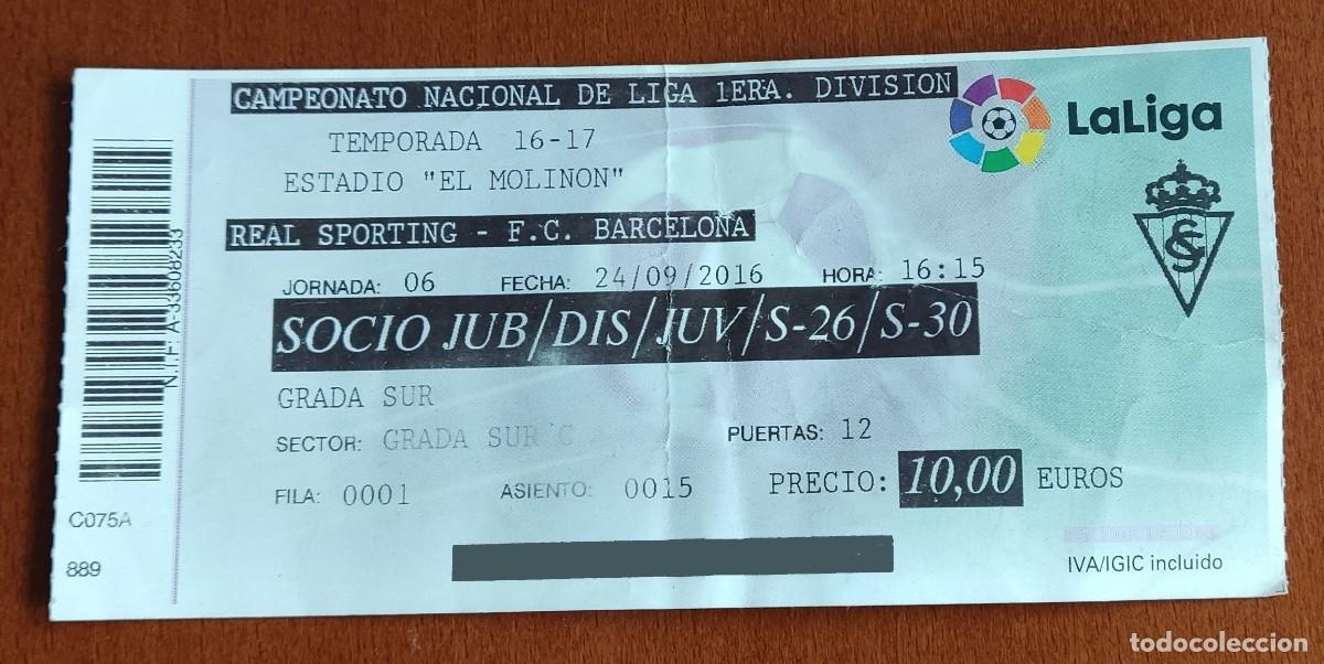 Coleccionismo deportivo: TICKET ENTRADA FUTBOL EL MOLINON SPORTING BARCELONA LIGA 16-17 GIJON 2016 2017