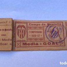 Coleccionismo deportivo: ANTIGUO TALONARIO, ENTRADAS DE FÚTBOL. CAMPO DE MESTALLA. VALENCIA F.C. TEMPORADA 1926-27.
