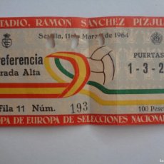 Coleccionismo deportivo: ESTADIO SANCHEZ-PIZJUAN - SEVILLA - COPA EUROPA SELECCIONE. ENTRADA ESPAÑA - IRLANDA , 11 MARZO 1964