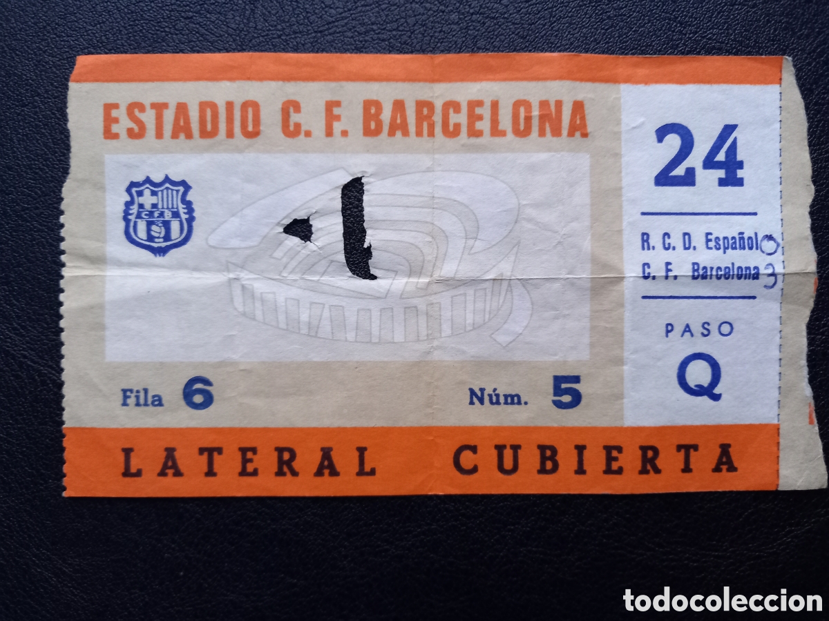 Collectionnisme sportif: ESTADIO C.F. BARCELONA Entrada Lateral Cubierta 23.09.1973 Bar&ccedil;a-3 Espa&ntilde;ol-0