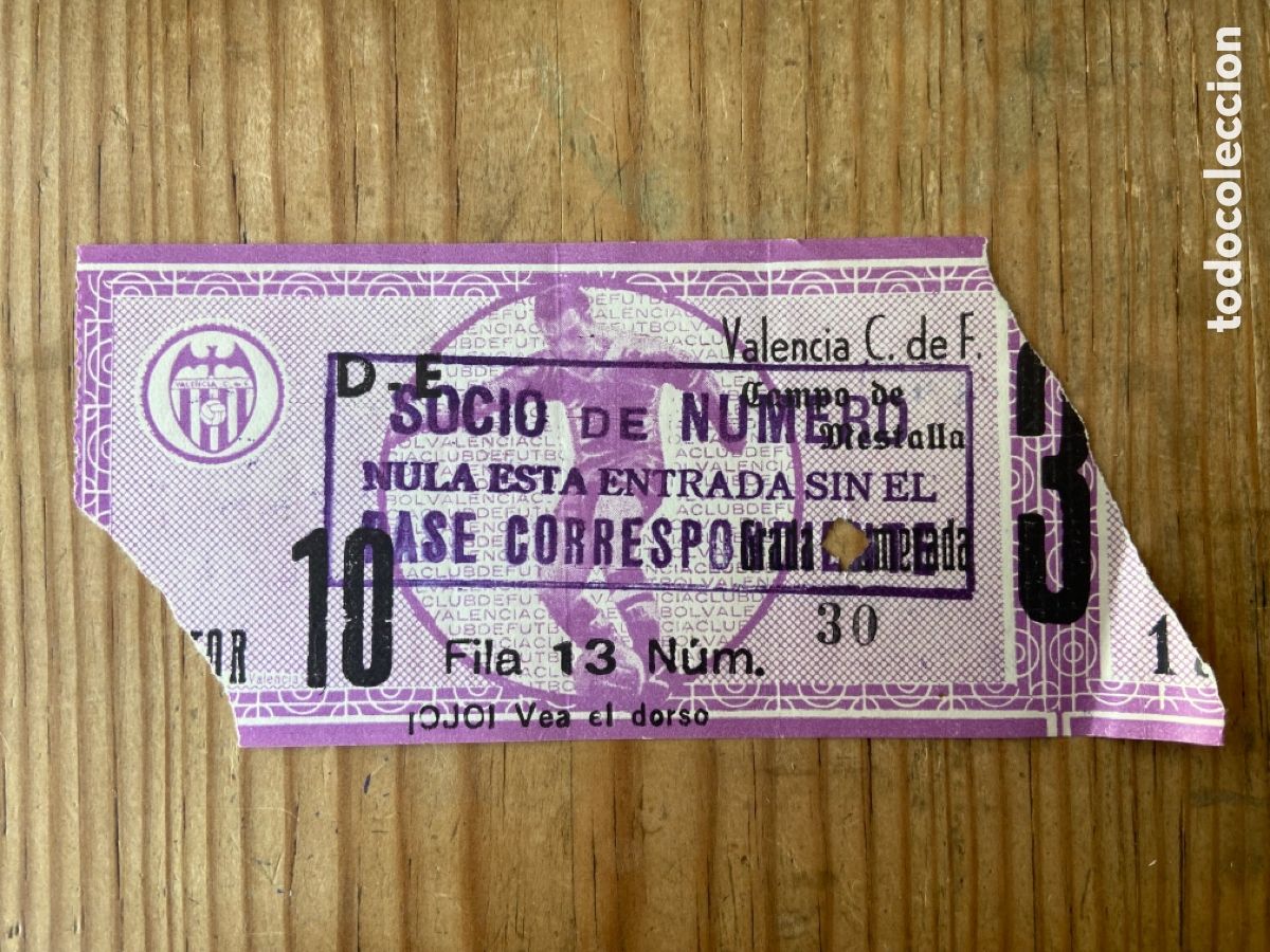 Sports collectibles: R25238 ENTRADA TICKET I TROFEO NARANJA 1959 VALENCIA 1-0 INTERNAZIONALE INTER MILAN