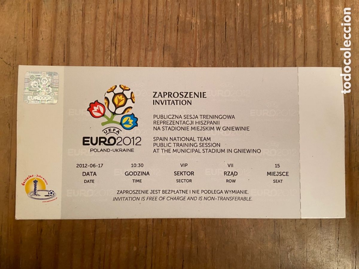 Coleccionismo deportivo: R25379 ENTRADA TICKET INVITACION ENTRENAMIENTO EURO EUROCOPA 2012 ESPA&Ntilde;A SELECCION ESPA&Ntilde;OLA