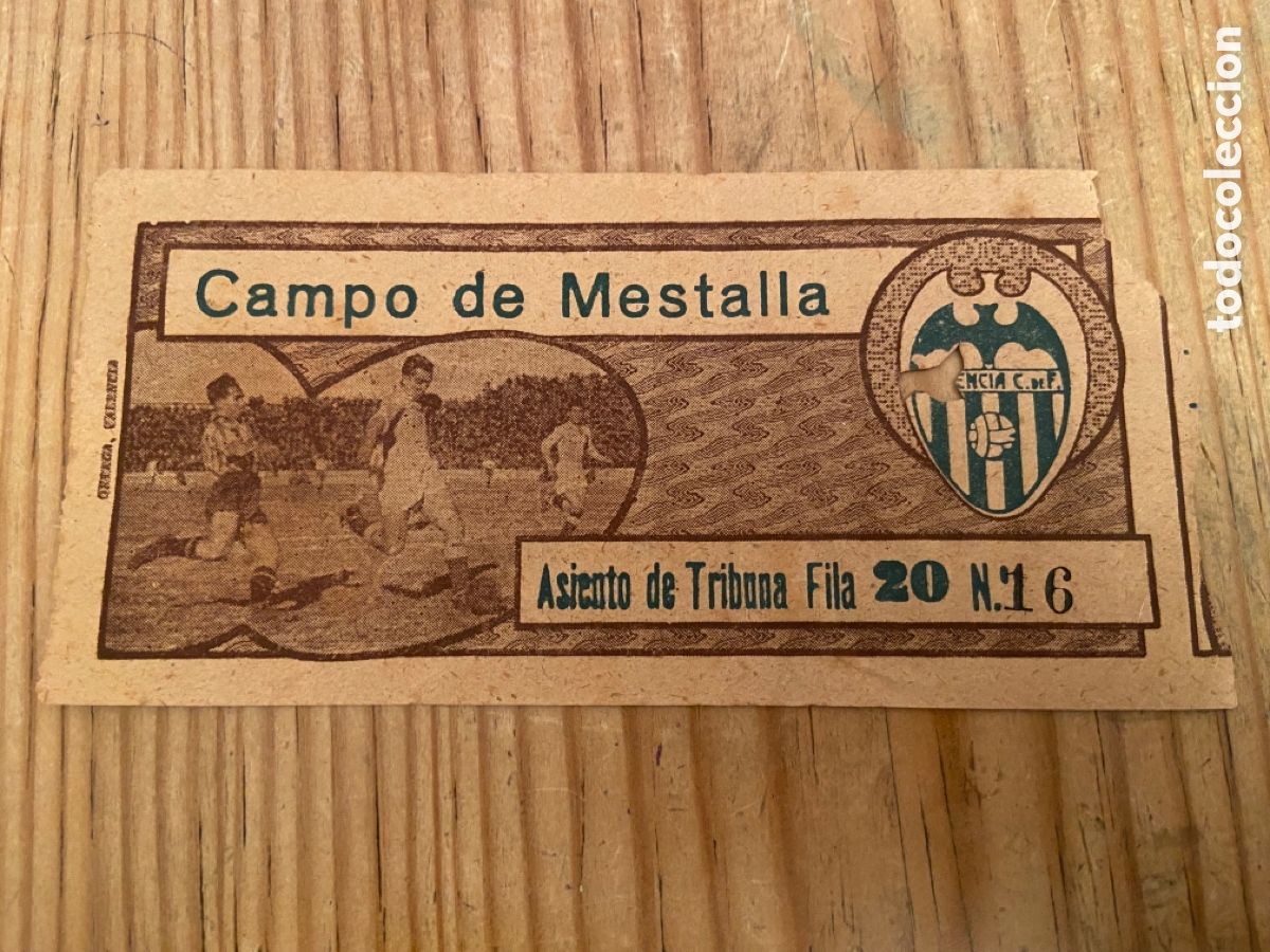 Coleccionismo deportivo: R25386 ENTRADA TICKET FUTBOL VALENCIA CAMPO DE MESTALLA ALMACENES CUADRADADO A&Ntilde;OS 40 50