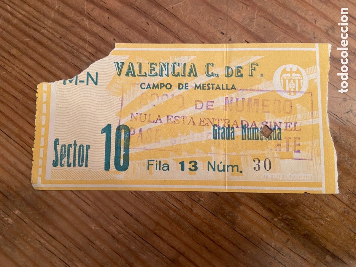 Collezionismo sportivo: R25397 ENTRADA TICKET FUTBOL VALENCIA 1-3 CORINTHIANS (11-6-1959)