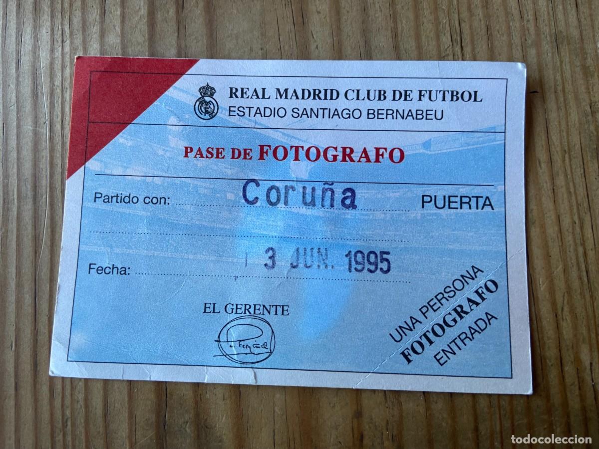 Sports collectibles: R25625 ENTRADA TICKET PASE DE PRENSA REAL MADRID 2-1 DEPORTIVO CORU&Ntilde;A CAMPEON LIGA 1994 1995