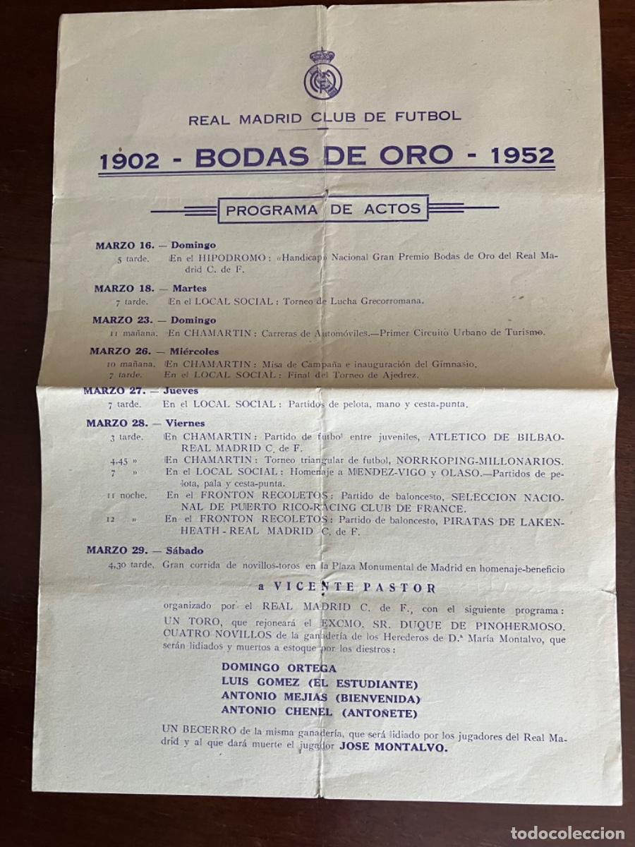 Coleccionismo deportivo: REAL MADRID BODAS DE ORO PROGRAMA DE ACTOS - Foto 1