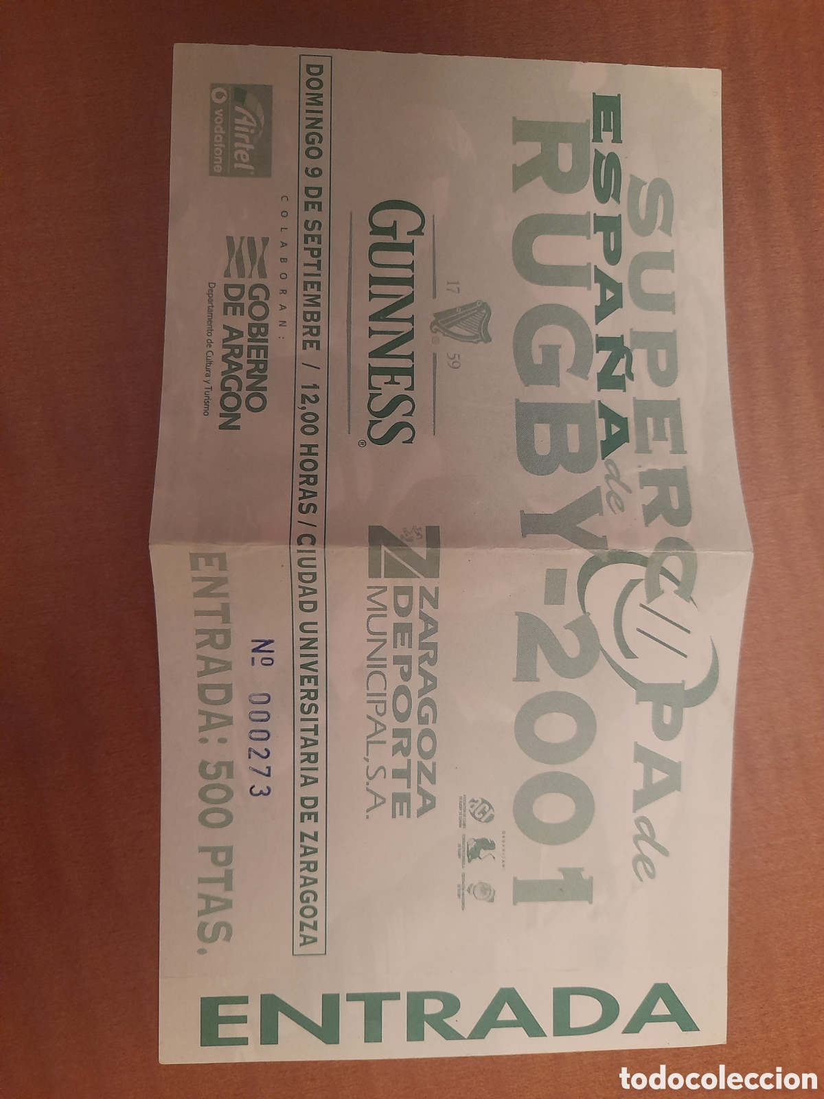 Collectionnisme sportif: Entrada partido Rugby Supercopa de Espa&ntilde;a 2001