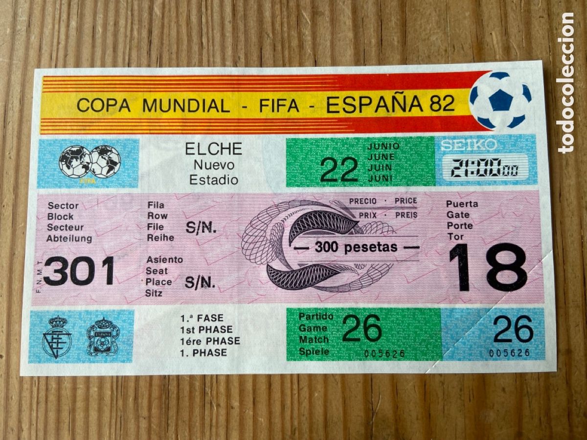 Coleccionismo deportivo: R26424 ENTRADA TICKET MUNDIAL FUTBOL ESPA&Ntilde;A 82 1982 BELGICA HUNGRIA MATCH 26 COMPLETA