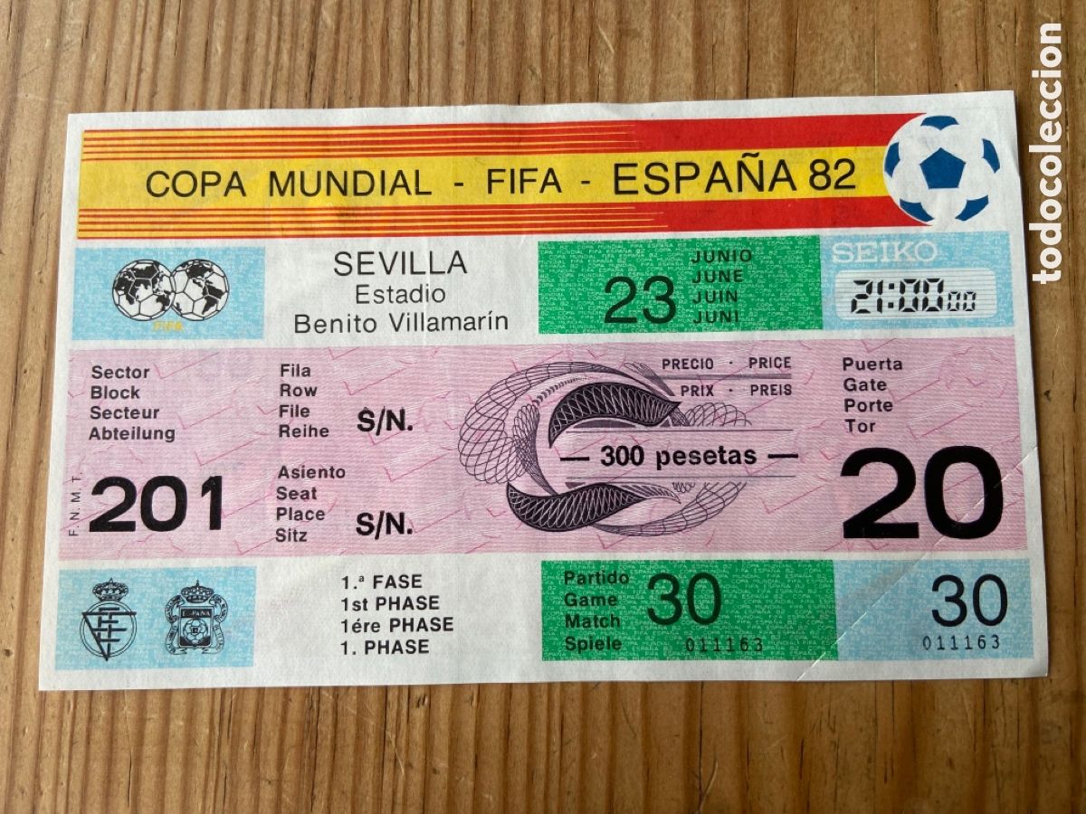 Coleccionismo deportivo: R26425 ENTRADA TICKET MUNDIAL FUTBOL ESPA&Ntilde;A 82 1982 BRASIL NUEVA ZELANDA MATCH 30 COMPLETA