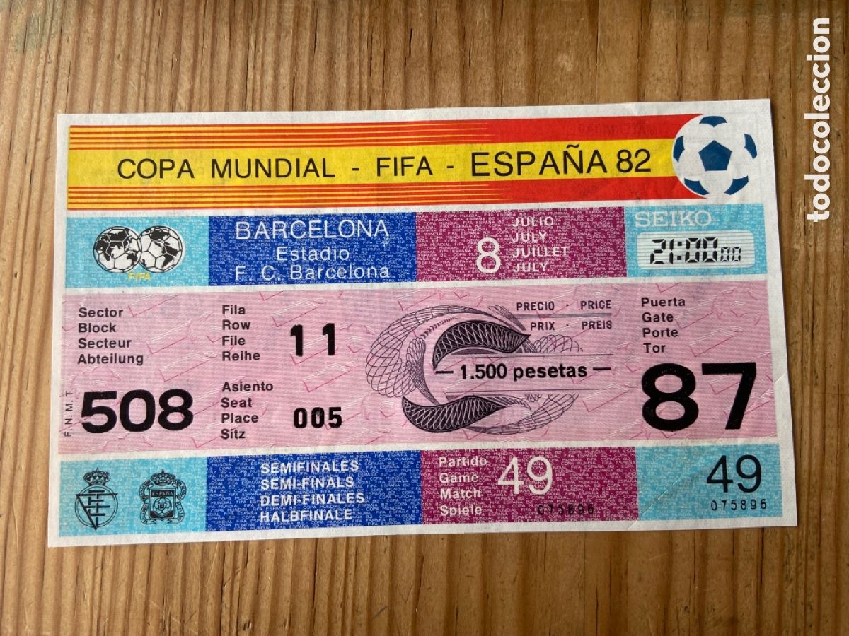 Coleccionismo deportivo: R26428 ENTRADA TICKET MUNDIAL FUTBOL ESPA&Ntilde;A 82 1982 POLONIA ITALIA MATCH 49 COMPLETA