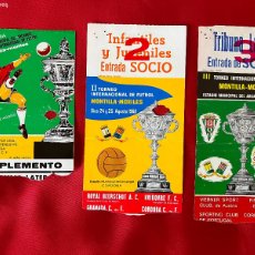 Coleccionismo deportivo: 3 ENTRADA DE FÚTBOL I-II-III TORNEO INTERNACIONAL DE FÚTBOL MONTILLA-MORILES, AÑOS 1967-68-69