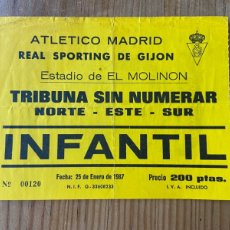 Coleccionismo deportivo: R26554 ENTRADA TICKET FUTBOL SPORTING GIJON 1-1 ATLETICO MADRID LIGA TEMPORADA 1986 1987