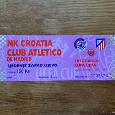 Coleccionismo deportivo: R26555 ENTRADA TICKET FUTBOL NK CROATIA ZAGREB 1-1 ATLETICO MADRID COPA UEFA 1997 1998 COMPLETA