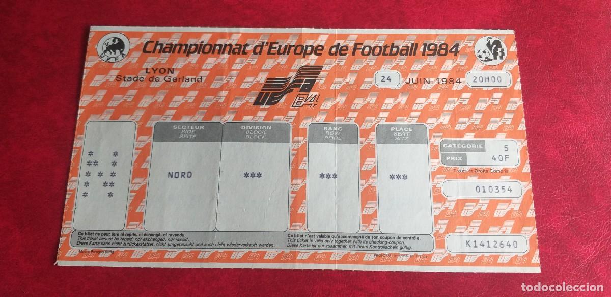 Coleccionismo deportivo: Entrada Semifinal Dinamarca-Espa&ntilde;a 24 Junio 1984 Euro Francia'84