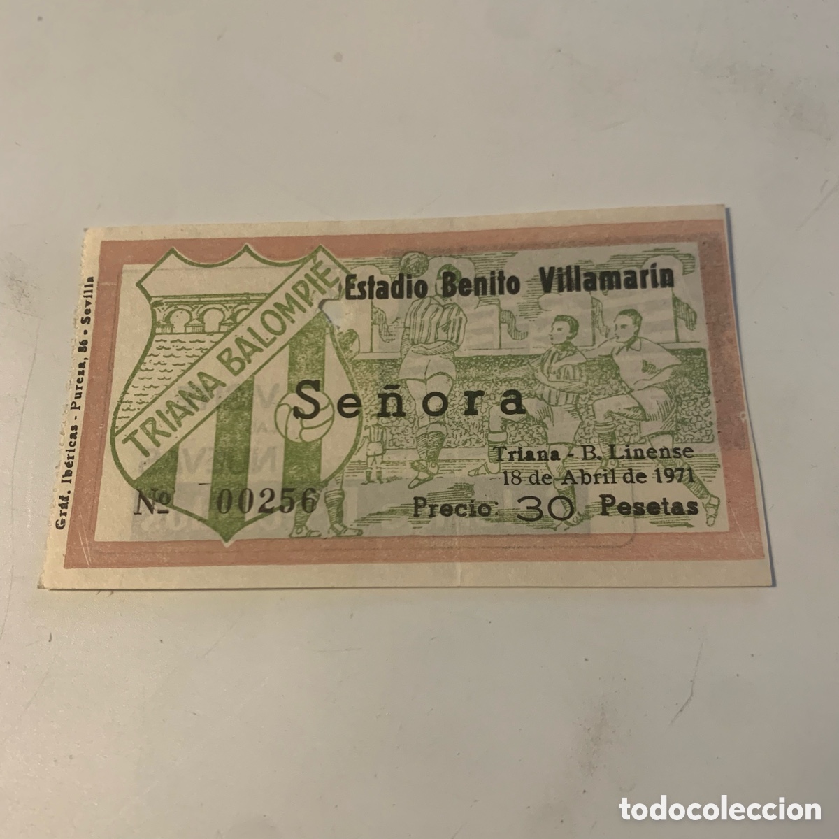 Collezionismo sportivo: ENTRADA FUTBOL 18 ABRIL 1971 TRIANA BALOMPIE BETIS BALOMPEDICA LINENSE ESTADO BENITO VILLAMARIN