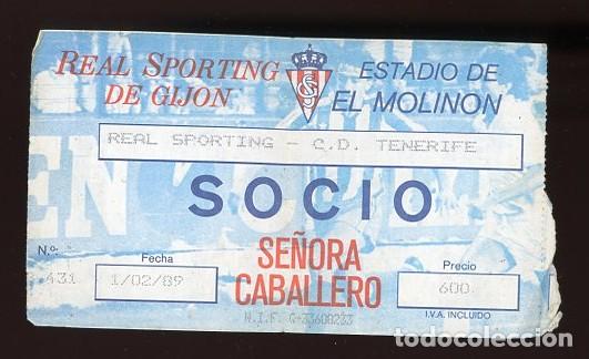 Sports collectibles: ANTIGUA ENTRADA SPORTING GIJON. MOLINON. ASTURIAS. FUTBOL. C. D. TENERIFE. 1989