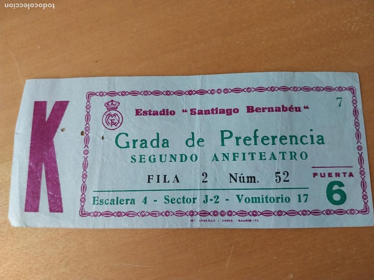 Collectionnisme sportif: REAL MADRID ENTRADA ORIGINAL A&Ntilde;OS 70 SANTIAGO BERNABEU CONTROL K*