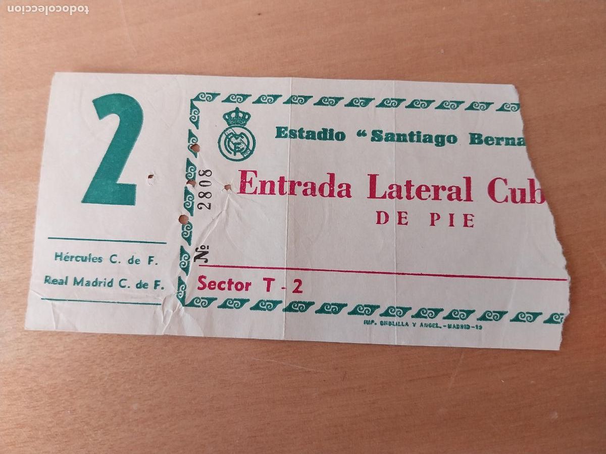 Collectionnisme sportif: REAL MADRID VS HERCULES ENTRADA A&Ntilde;OS 70 ORGINAL USADA CONTROL 2