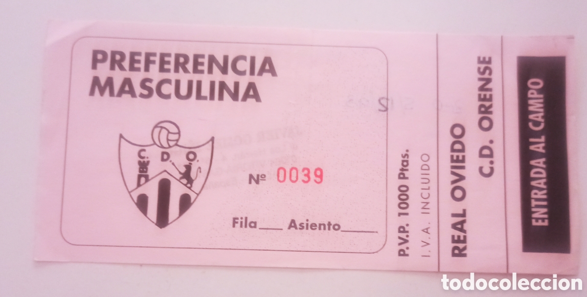Coleccionismo deportivo: ENTRADA TICKET OURENSE OVIEDO 92 93