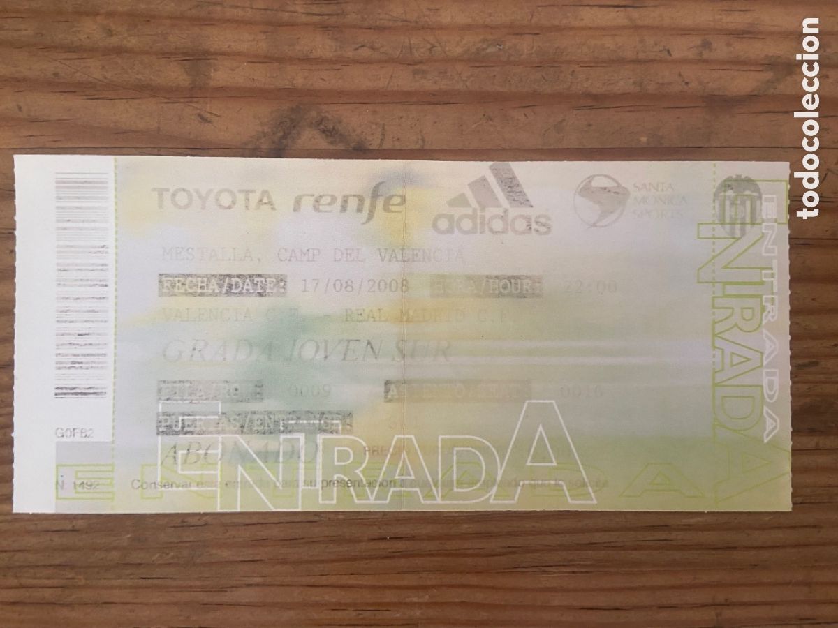 Sports collectibles: R27040 ENTRADA TICKET FINAL SUPERCOPA ESPA&Ntilde;A 2008 VALENCIA 3-2 REAL MADRID