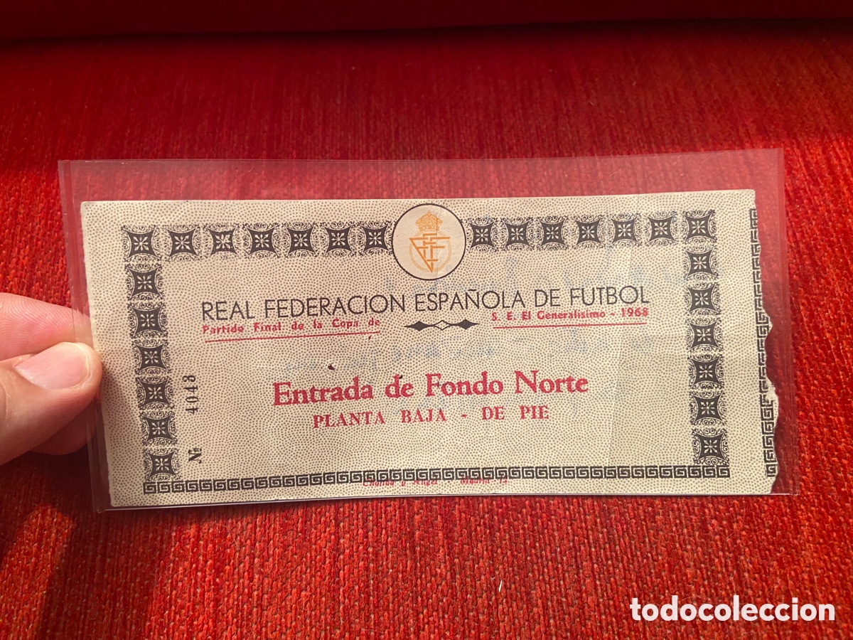 Sports collectibles: R27125 ENTRADA TICKET FINAL COPA GENERALISIMO 1968 BARCELONA 1-0 REAL MADRID