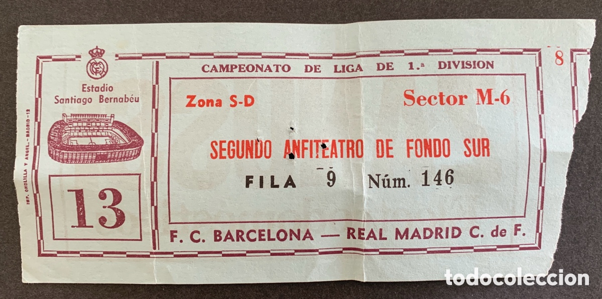 Coleccionismo deportivo: Entrada Santiago Bernab&eacute;u - Foto 1