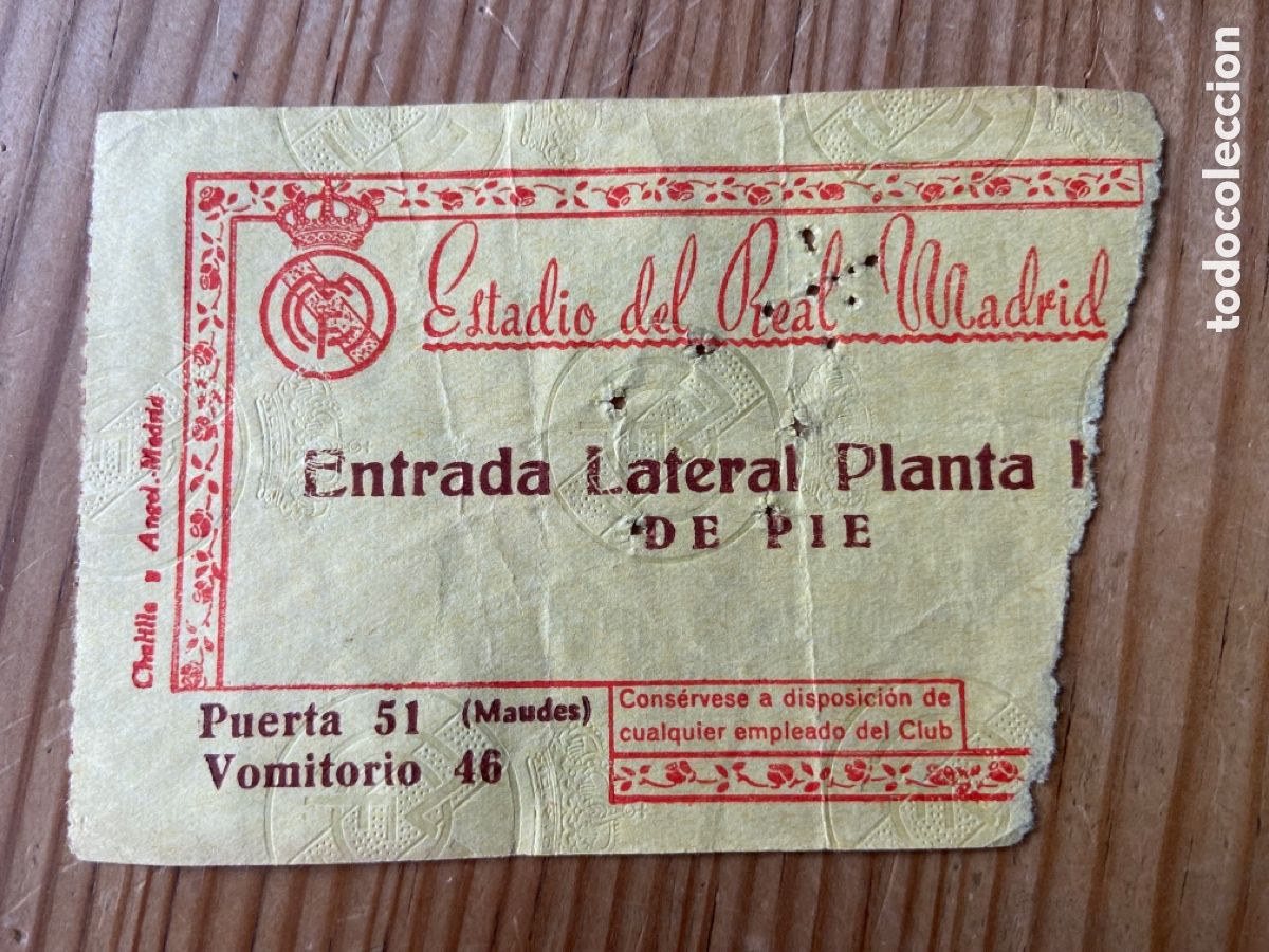 Coleccionismo deportivo: R27235 ENTRADA TICKET FUTBOL REAL MADRID 5-0 SERVETTE (12-10-1955) PRIMER GOL DI STEFANO COPA EUROPA