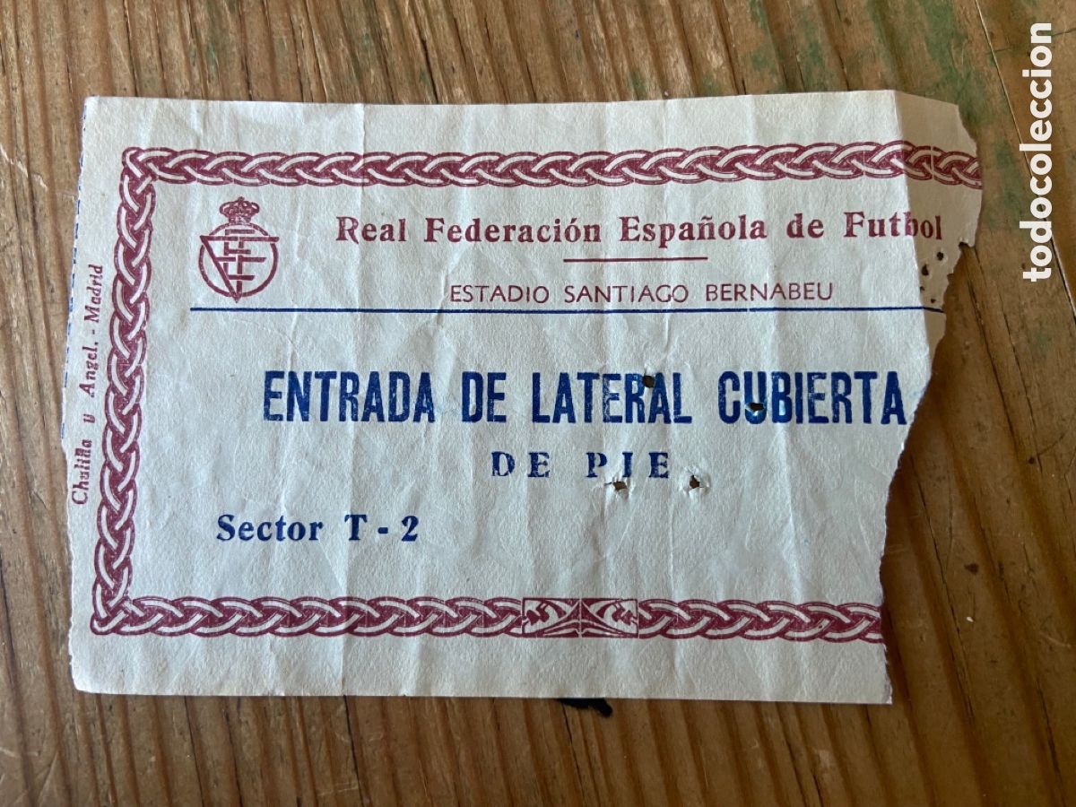 Sports collectibles: R27257 ENTRADA TICKET FUTBOL SELECCION ESPA&Ntilde;AOLA ESPA&Ntilde;A B 6-1 STADE REIMS (21-11-1956)