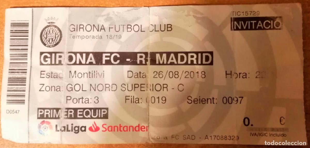 Sports collectibles: entrada liga santander - futbol professional - Girona - R madrid - temporada 18 - 19